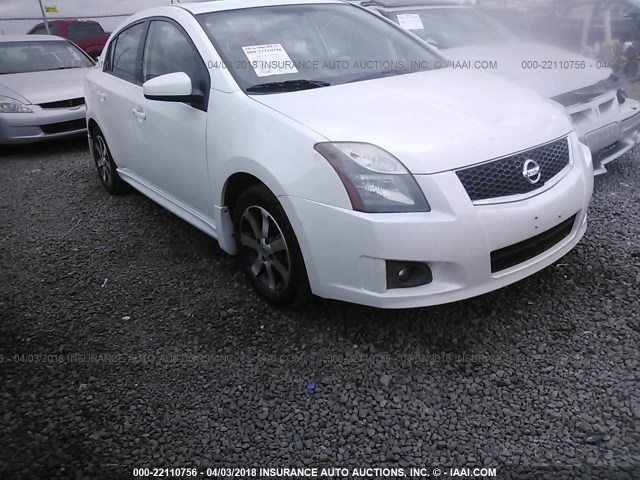 3N1AB6AP3CL607209 - 2012 NISSAN SENTRA 2.0/2.0S/SR/2.0SL WHITE photo 1