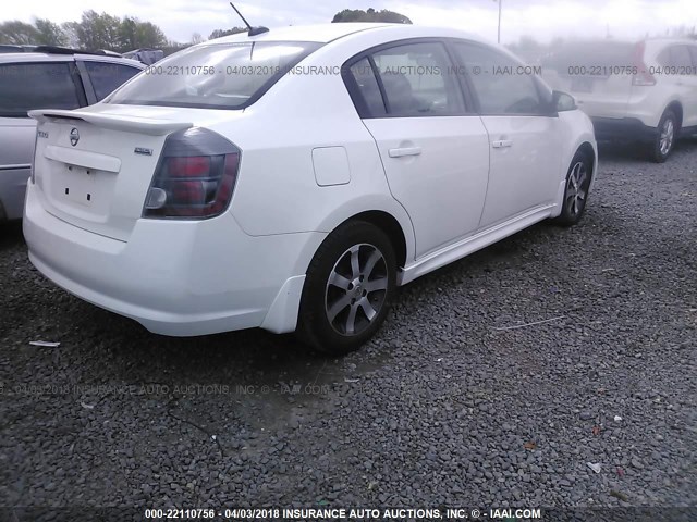 3N1AB6AP3CL607209 - 2012 NISSAN SENTRA 2.0/2.0S/SR/2.0SL WHITE photo 4