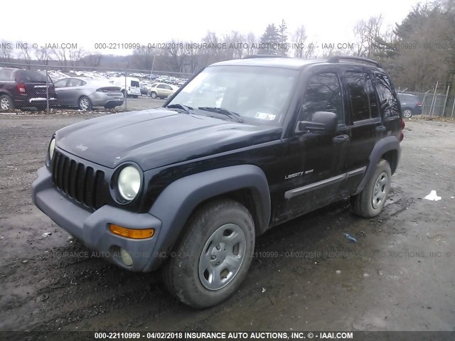 1J4GL48K23W502040 - 2003 JEEP LIBERTY SPORT/FREEDOM BLACK photo 2