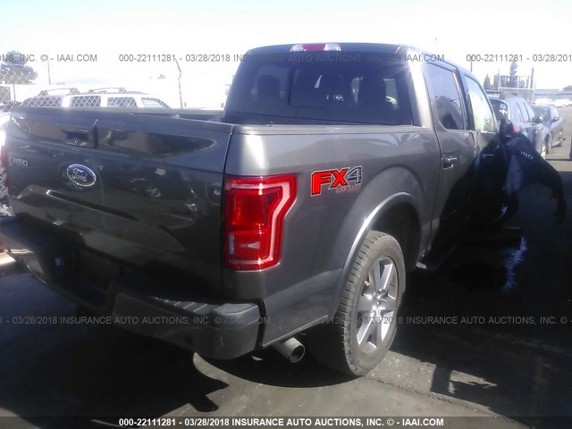 1FTEW1EGXFKD35912 - 2015 FORD F150 SUPERCREW GRAY photo 4