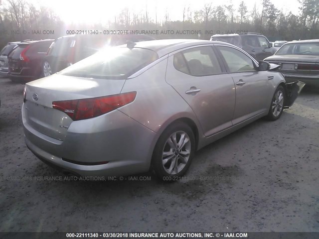 KNAGN4A78B5167745 - 2011 KIA OPTIMA EX/SX SILVER photo 4