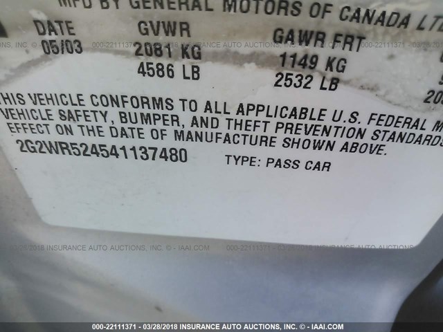 2G2WR524541137480 - 2004 PONTIAC GRAND PRIX GTP SILVER photo 9