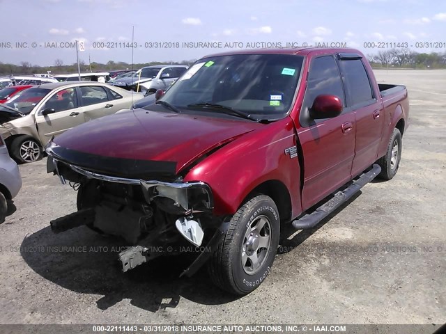 1FTRW07603KD31931 - 2003 FORD F150 SUPERCREW RED photo 2