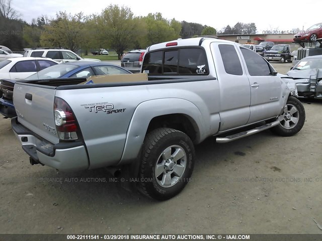 5TETU4GN1AZ698453 - 2010 TOYOTA TACOMA PRERUNNER ACCESS CAB SILVER photo 4