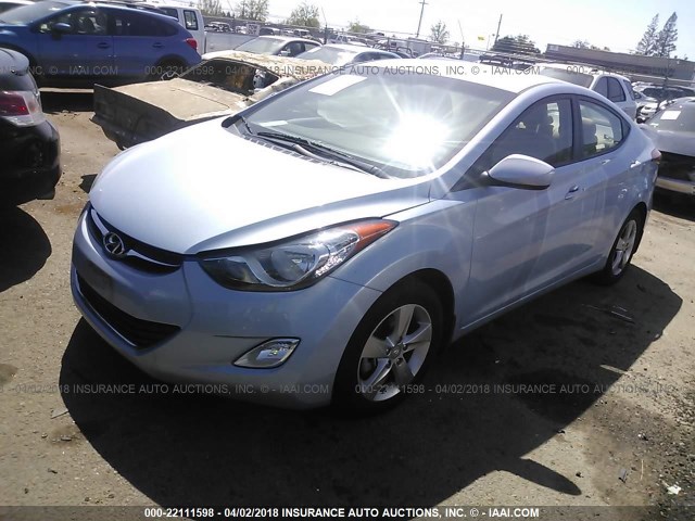 KMHDH4AE6DU844744 - 2013 HYUNDAI ELANTRA GLS/LIMITED BLUE photo 2