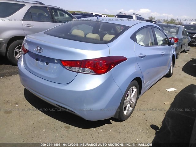 KMHDH4AE6DU844744 - 2013 HYUNDAI ELANTRA GLS/LIMITED BLUE photo 4