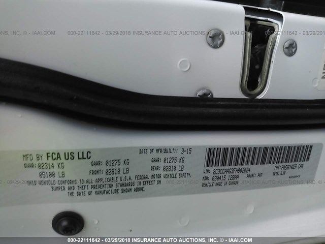 2C3CCAAG3FH802024 - 2015 CHRYSLER 300 LIMITED WHITE photo 6
