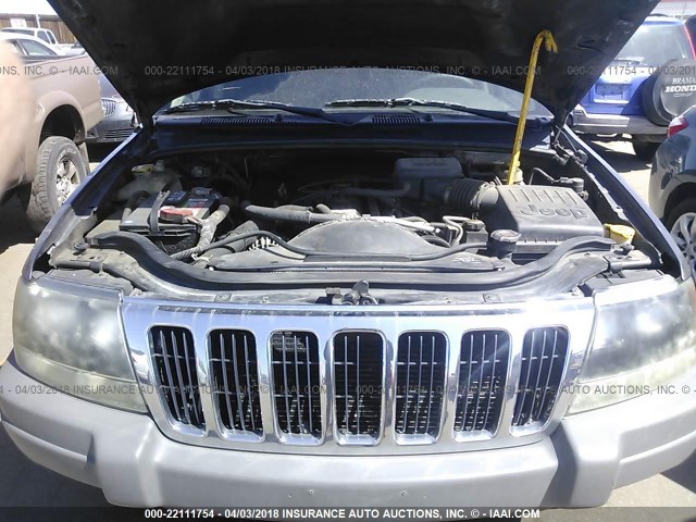 1J4GW48S62C225559 - 2002 JEEP GRAND CHEROKEE LAREDO GRAY photo 10