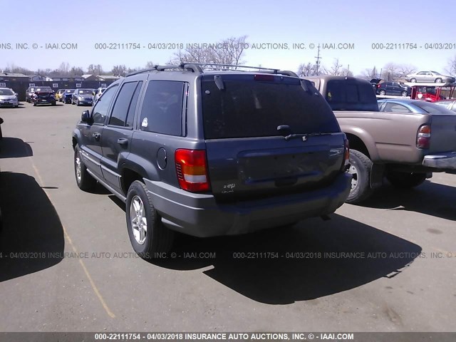 1J4GW48S62C225559 - 2002 JEEP GRAND CHEROKEE LAREDO GRAY photo 3