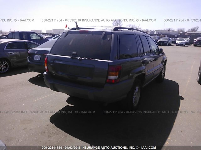 1J4GW48S62C225559 - 2002 JEEP GRAND CHEROKEE LAREDO GRAY photo 4