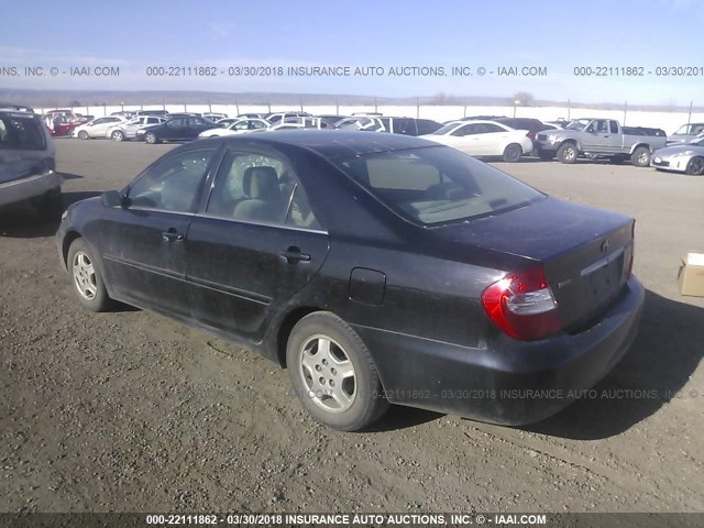 4T1BF32K02U002278 - 2002 TOYOTA CAMRY LE/XLE/SE შავი ფოტო 3