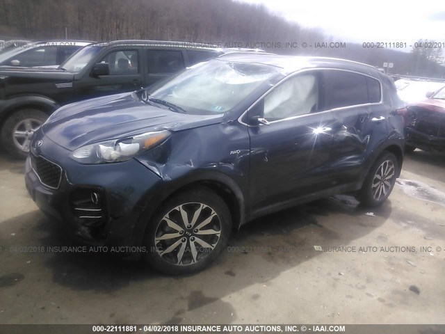 KNDPNCAC3H7234789 - 2017 KIA SPORTAGE EX BLUE photo 2