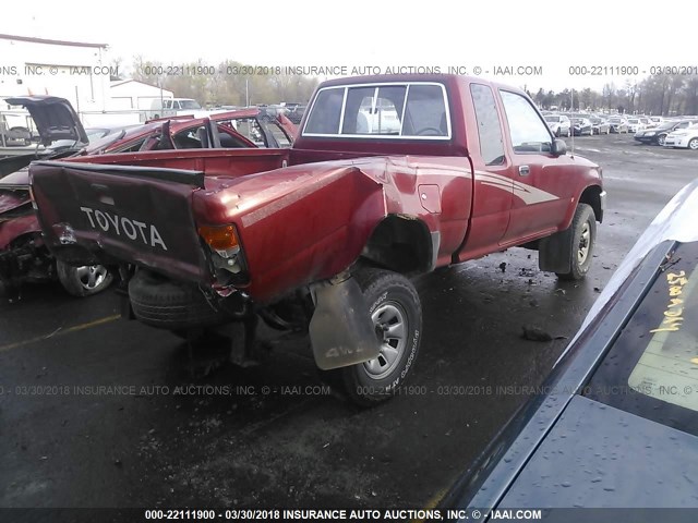 JT4VN13D0P5102164 - 1993 TOYOTA PICKUP 1/2 TON EXTRA LONG WHEELBASE DX BURGUNDY photo 4