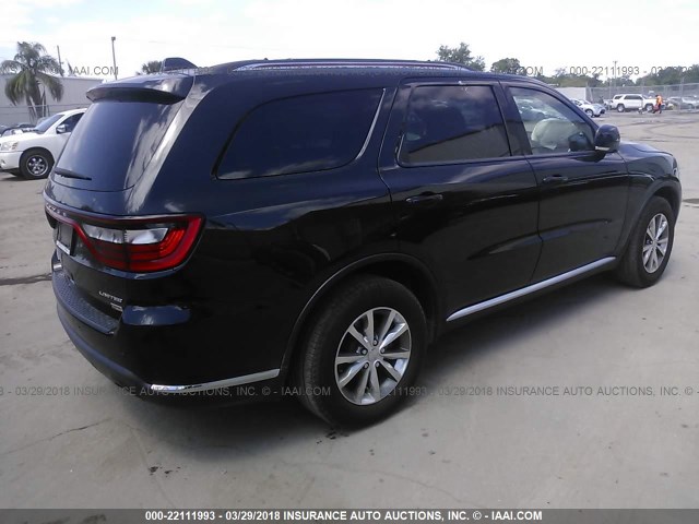 1C4RDHDG0FC201051 - 2015 DODGE DURANGO LIMITED BLACK photo 4