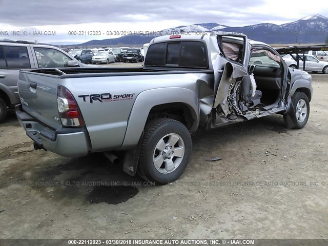 3TMMU4FN8EM062833 - 2014 TOYOTA TACOMA DOUBLE CAB LONG BED SILVER photo 4