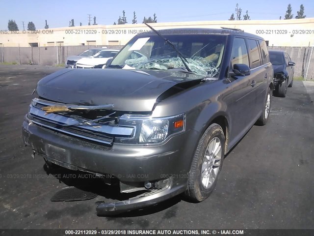 2FMGK5C85EBD26272 - 2014 FORD FLEX SEL GRAY photo 2