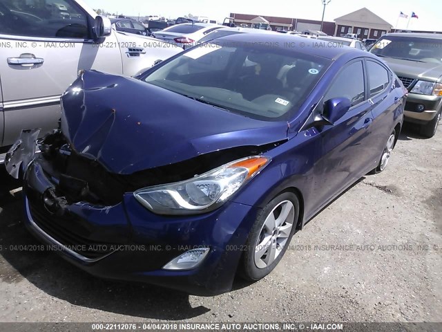 5NPDH4AE2DH216985 - 2013 HYUNDAI ELANTRA GLS/LIMITED BLUE photo 2