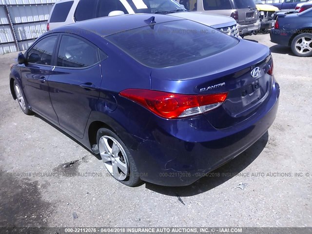 5NPDH4AE2DH216985 - 2013 HYUNDAI ELANTRA GLS/LIMITED BLUE photo 3