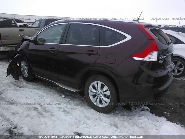 5J6RM4H7XEL081254 - 2014 HONDA CR-V EXL MAROON photo 3