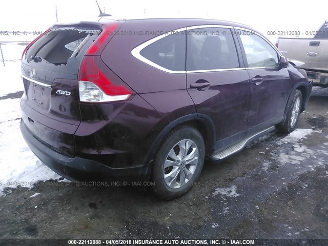 5J6RM4H7XEL081254 - 2014 HONDA CR-V EXL MAROON photo 4