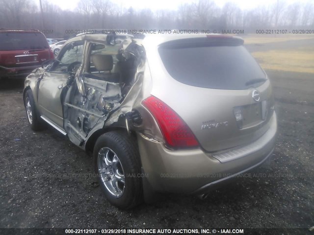 JN8AZ08W77W618527 - 2007 NISSAN MURANO SL/SE/S GOLD photo 3