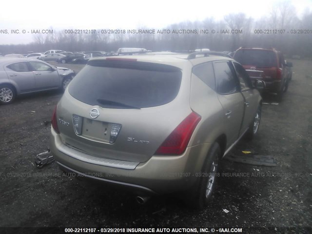 JN8AZ08W77W618527 - 2007 NISSAN MURANO SL/SE/S GOLD photo 4