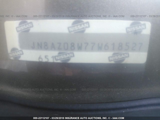 JN8AZ08W77W618527 - 2007 NISSAN MURANO SL/SE/S GOLD photo 9