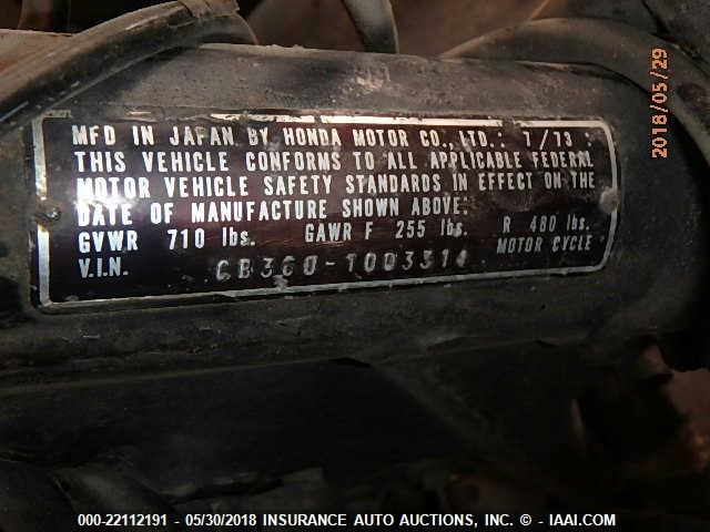CB3601003314 - 1974 HONDA CB360 برتقالي صورة 10