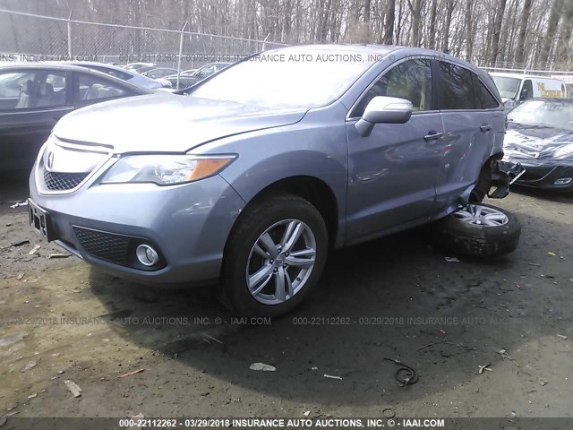 5J8TB4H50FL013211 - 2015 ACURA RDX TECHNOLOGY SILVER photo 2