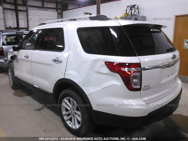 1FM5K8D83EGA31719 - 2014 FORD EXPLORER XLT WHITE photo 3