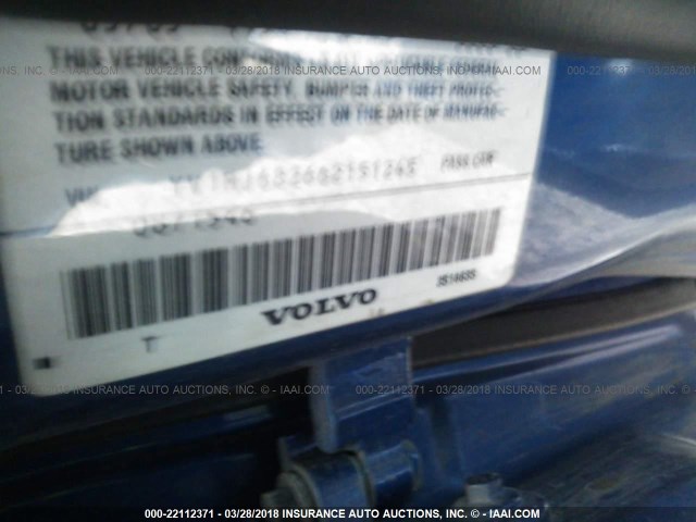 YV1MJ682662151245 - 2006 VOLVO V50 T5 BLUE photo 9