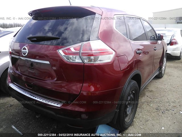 KNMAT2MT3GP639843 - 2016 NISSAN ROGUE S/SL/SV RED photo 4