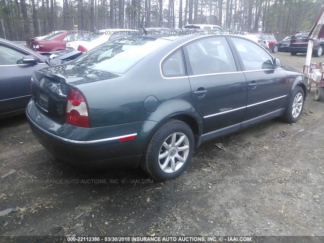 WVWPD63B94E297328 - 2004 VOLKSWAGEN PASSAT GLS GREEN photo 4