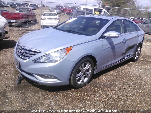 5NPEC4AC2BH137119 - 2011 HYUNDAI SONATA SE/LIMITED Light Blue photo 2