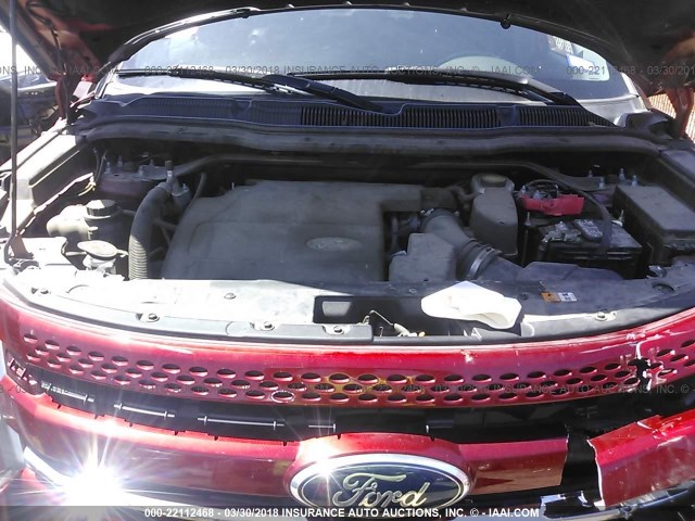 1FM5K8F8XDGB43137 - 2013 FORD EXPLORER LIMITED 红色 照片 10