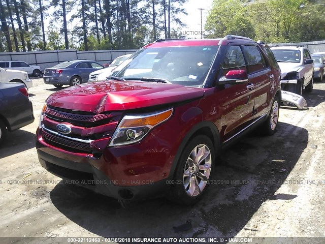 1FM5K8F8XDGB43137 - 2013 FORD EXPLORER LIMITED 红色 照片 2