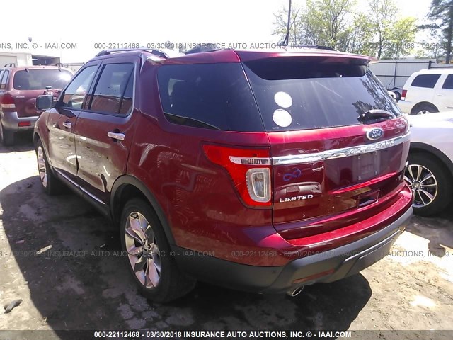1FM5K8F8XDGB43137 - 2013 FORD EXPLORER LIMITED 红色 照片 3
