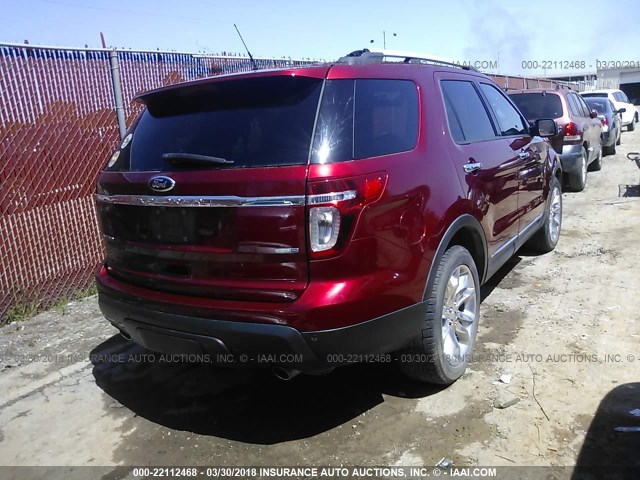 1FM5K8F8XDGB43137 - 2013 FORD EXPLORER LIMITED 红色 照片 4