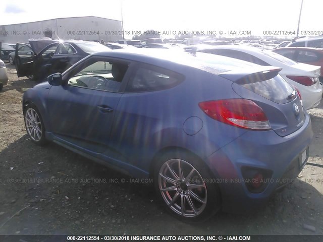 KMHTC6AE9GU264074 - 2016 HYUNDAI VELOSTER TURBO BLUE photo 3