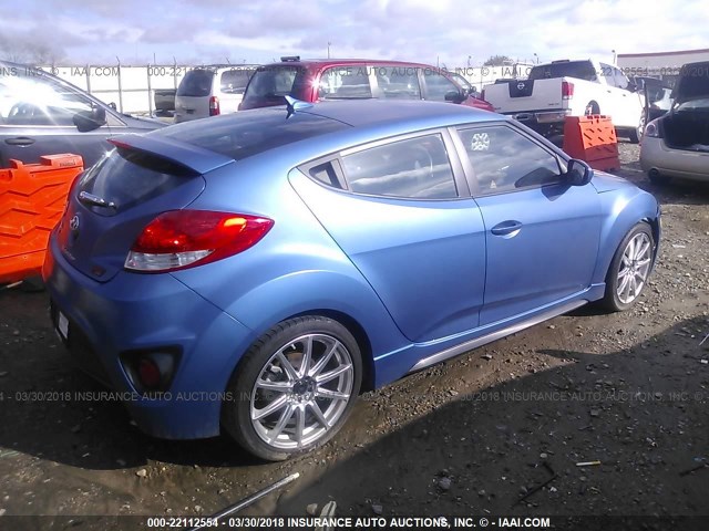 KMHTC6AE9GU264074 - 2016 HYUNDAI VELOSTER TURBO BLUE photo 4