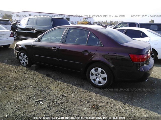 5NPET46F79H466072 - 2009 HYUNDAI SONATA GLS MAROON photo 3