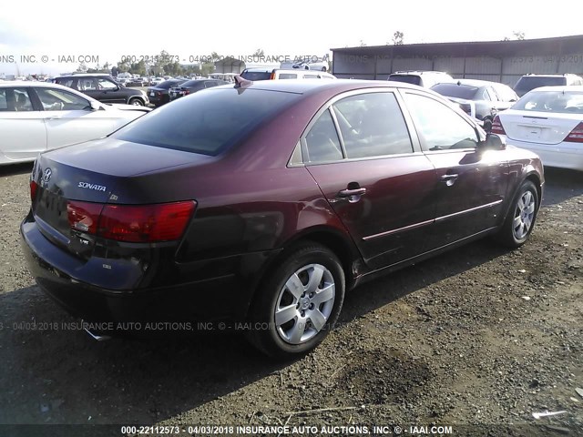 5NPET46F79H466072 - 2009 HYUNDAI SONATA GLS MAROON photo 4