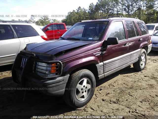 1J4GZ58S5SC701507 - 1995 JEEP GRAND CHEROKEE LAREDO BURGUNDY photo 2