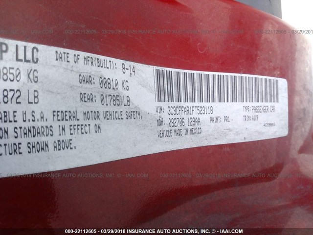 3C3CFFAR1FT523118 - 2015 FIAT 500 POP RED photo 9
