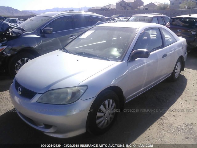 1HGEM22155L004743 - 2005 HONDA CIVIC DX VP SILVER photo 2