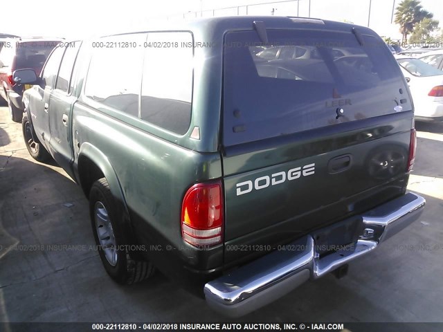 1B7GL2AN81S139732 - 2001 DODGE DAKOTA QUAD GREEN photo 3