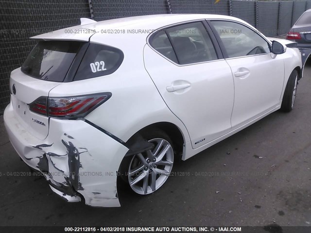 JTHKD5BH0H2289277 - 2017 LEXUS CT 200 WHITE photo 4