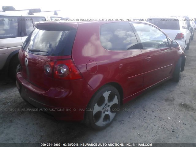 WVWFV71K36W075205 - 2006 VOLKSWAGEN NEW GTI RED photo 4