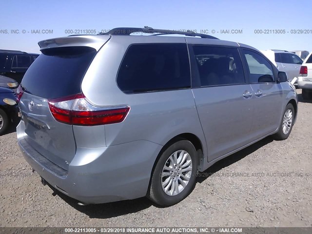 5TDYK3DC0FS586918 - 2015 TOYOTA SIENNA XLE/LIMITED SILVER photo 4