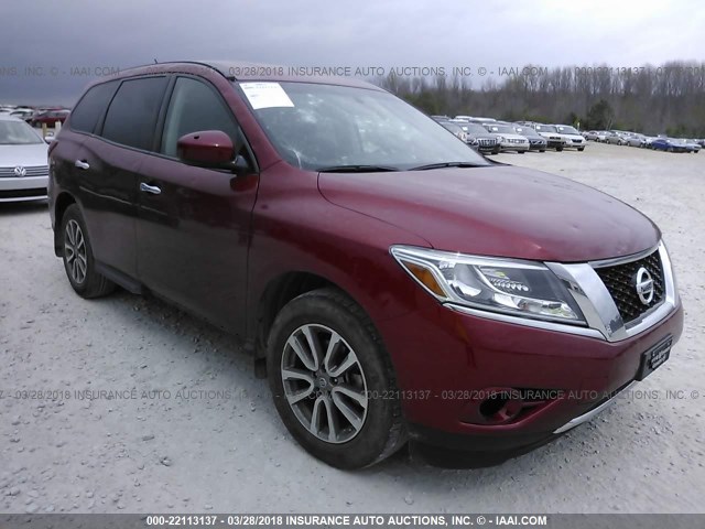 5N1AR2MN0FC643172 - 2015 NISSAN PATHFINDER S/SV/SL/PLATINUM 红色 照片 1